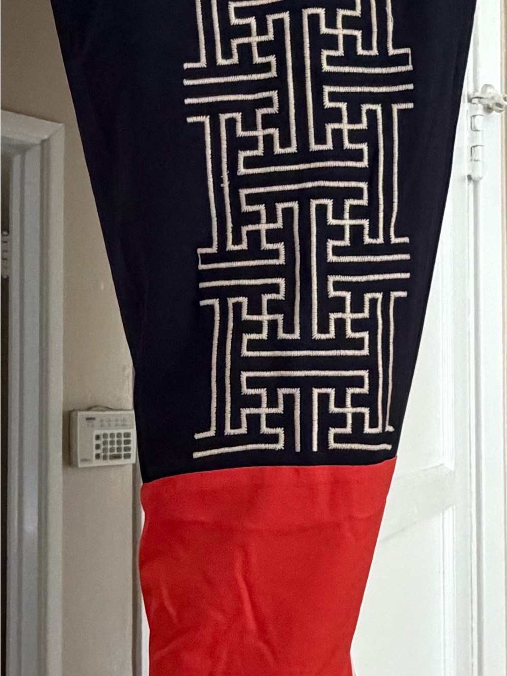 Navy and Red Embroidered Dress